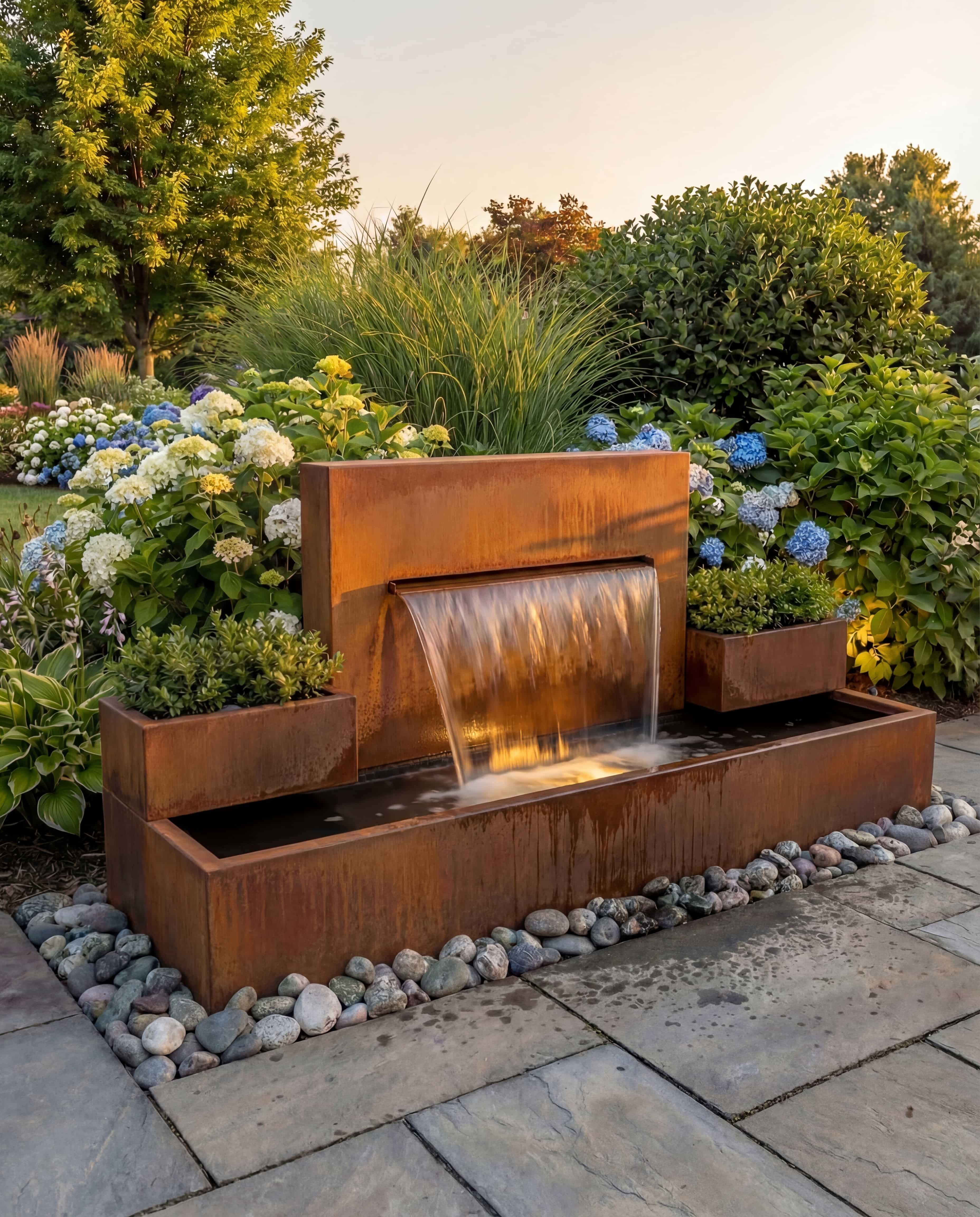 DS200 Corten Architectural Symmetrical Waterfall – Damla Waterfall Designs