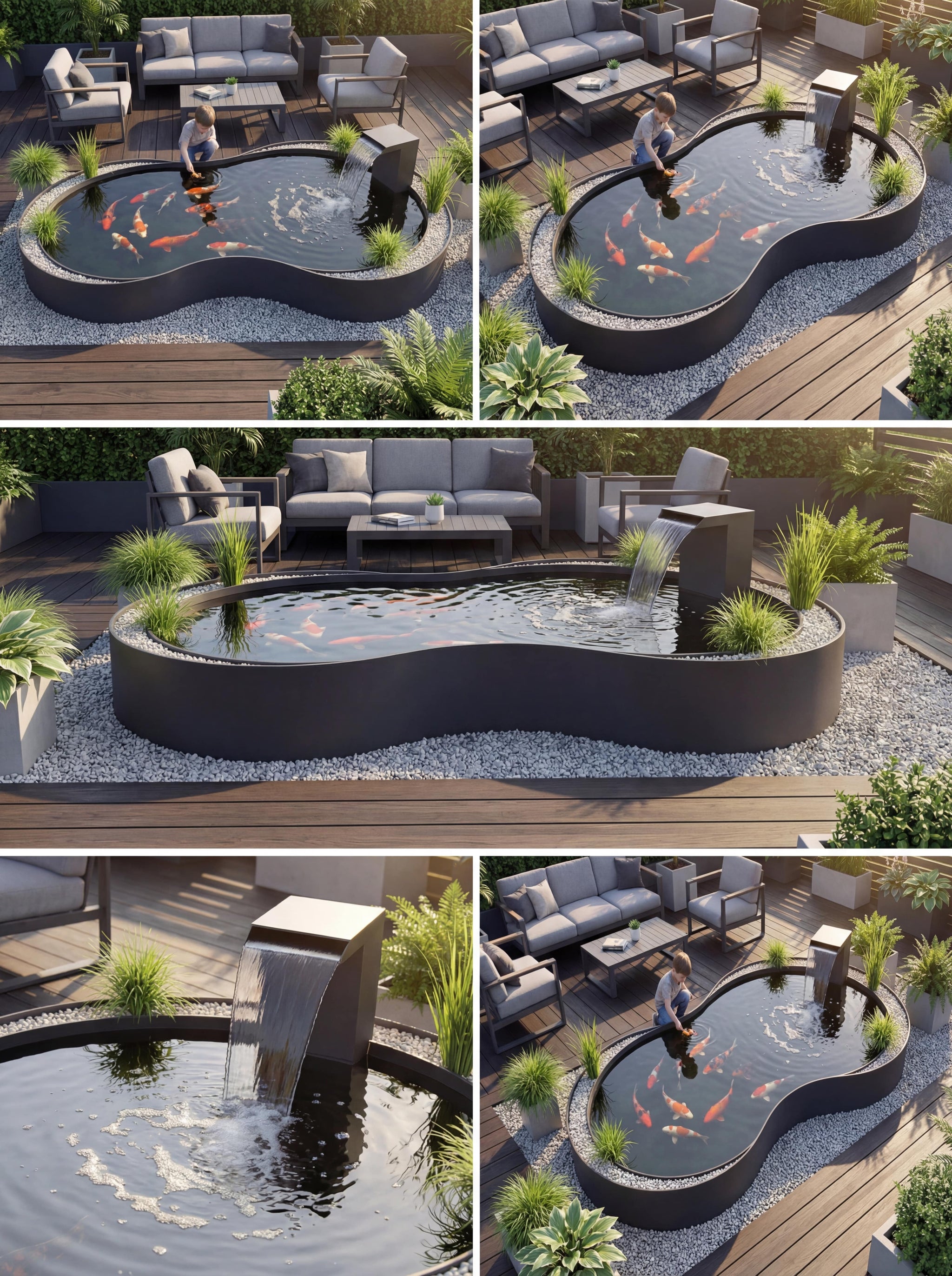 Sculptural Koi Pond Water Feature – 316L Stainless Steel