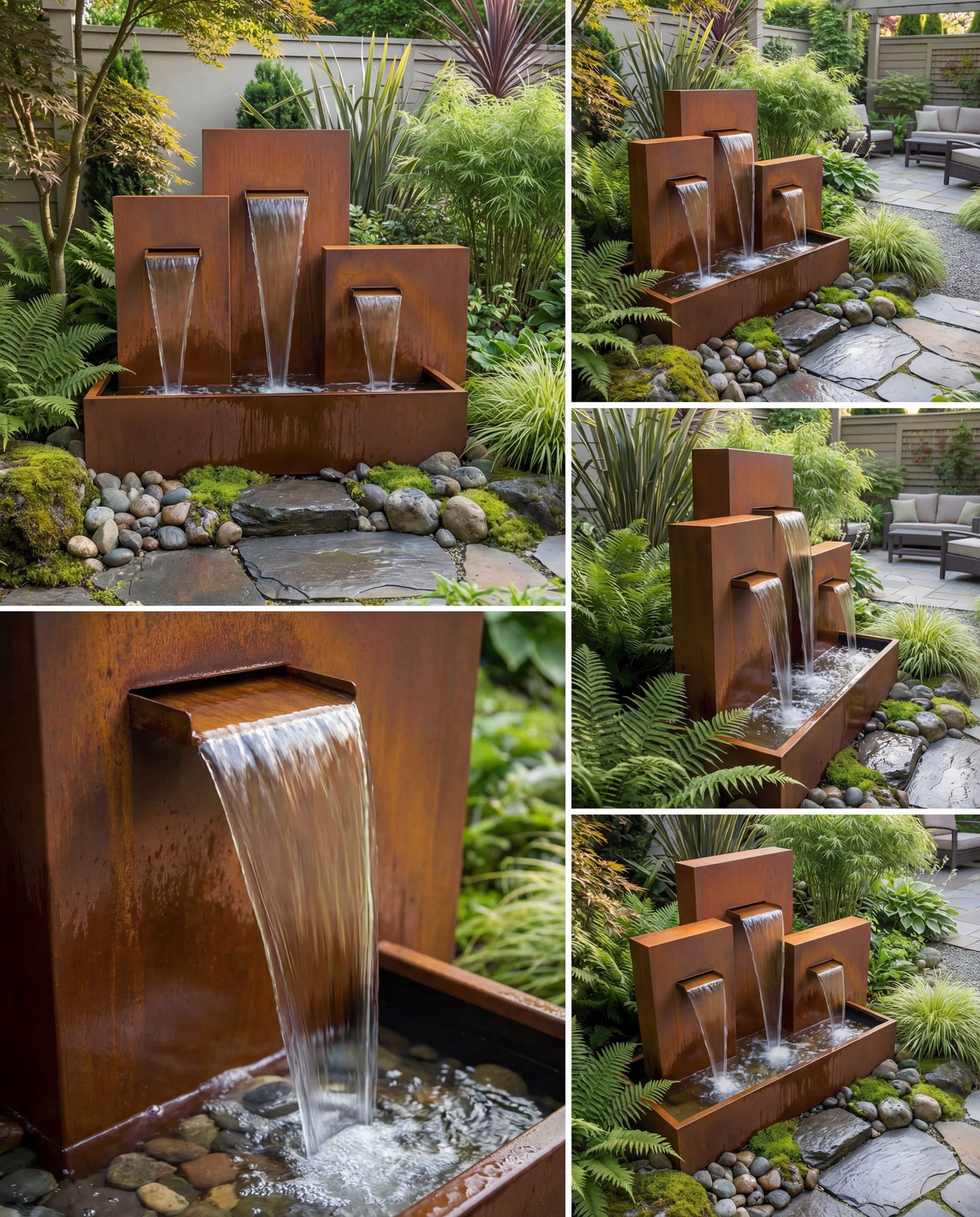 CW300 Corten Architectural Triple-Tier Waterfall