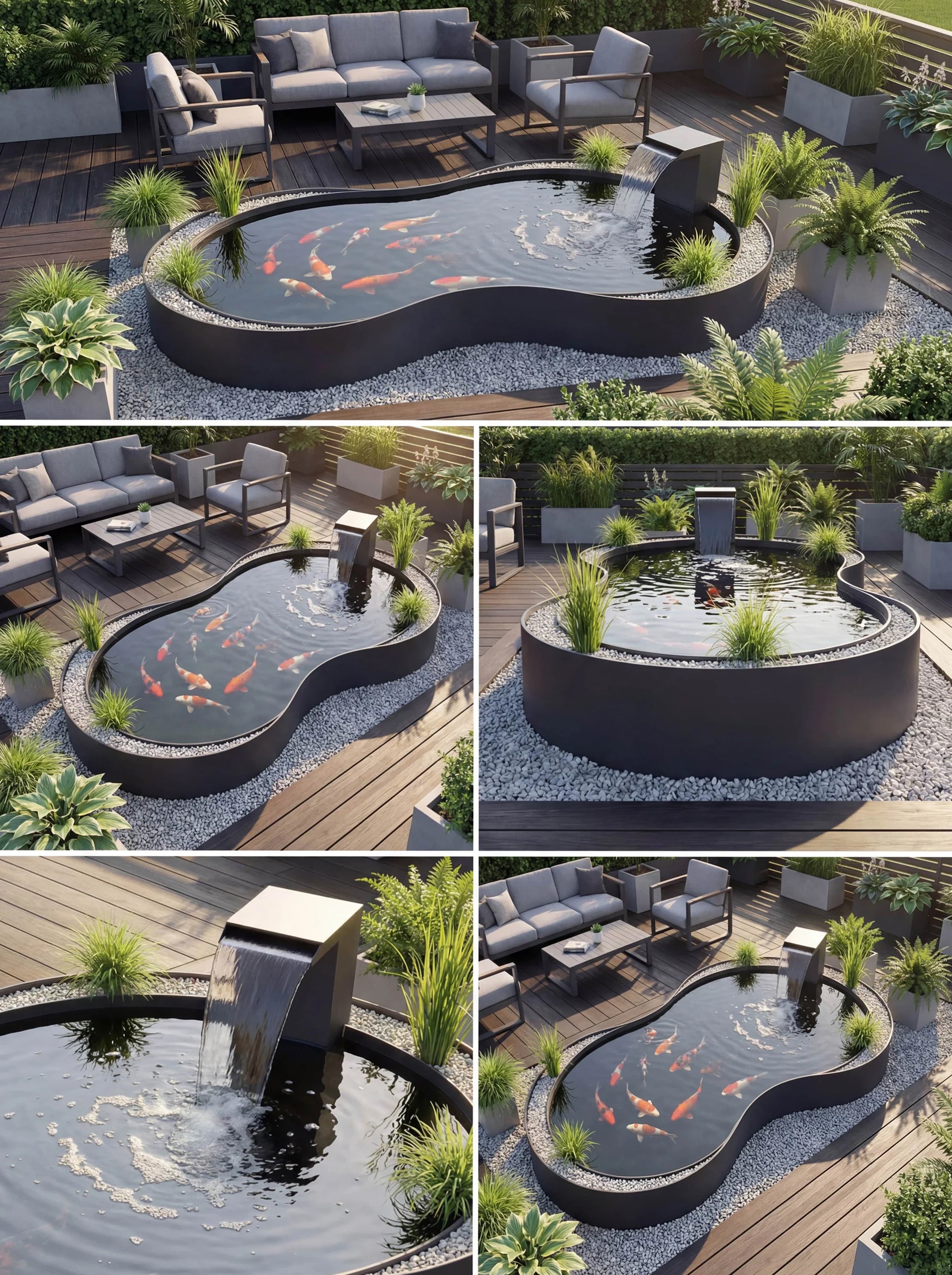 Sculptural Koi Pond Water Feature – 316L Stainless Steel