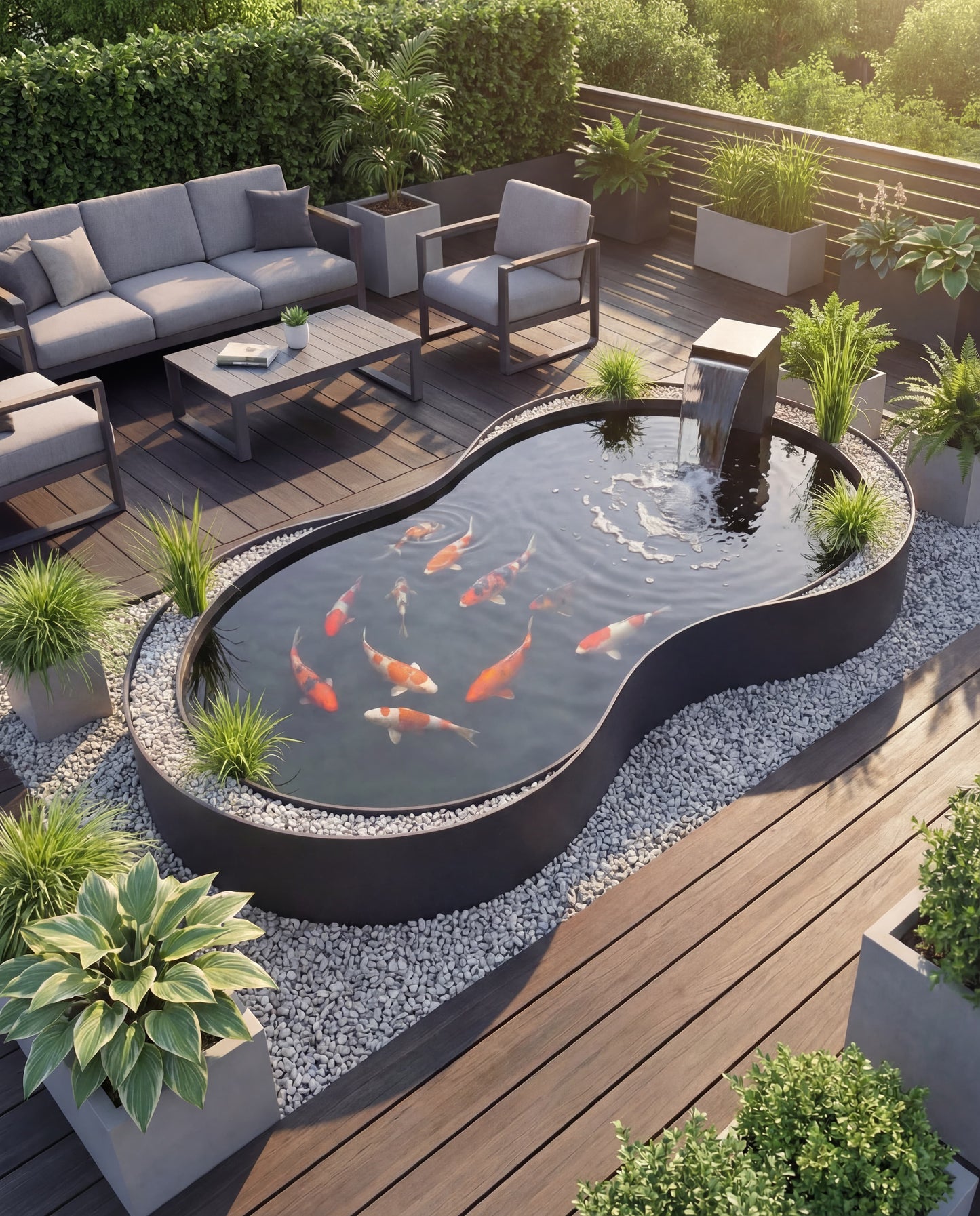 Sculptural Koi Pond Water Feature – 316L Stainless Steel